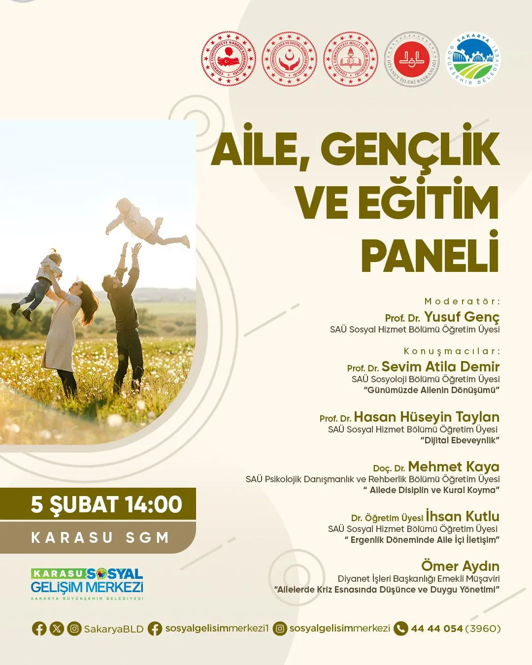 Karasu SGM’de uzman isimlerle aile ve eğitim paneli düzenlenecek