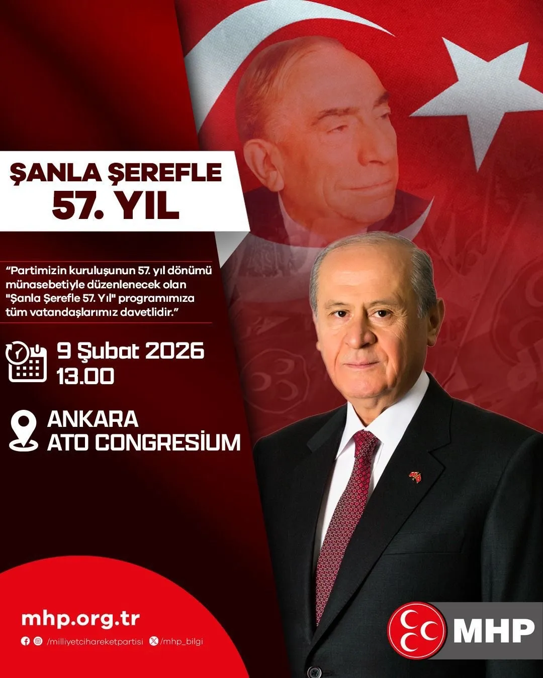 MHP SAKARYA İL BAŞKANI OĞUZ ALKAŞ: “ŞANLA ŞEREFLE 57 YIL; AYNI ÜLKÜ, AYNI KARARLILIKLA!”