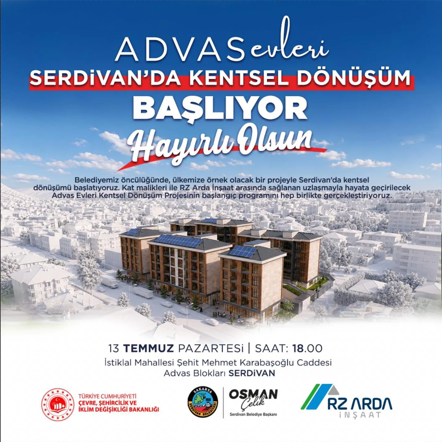 Serdivan’da Kentsel Dönüşüm Başlıyor: Başkan Çelik’ten Davet