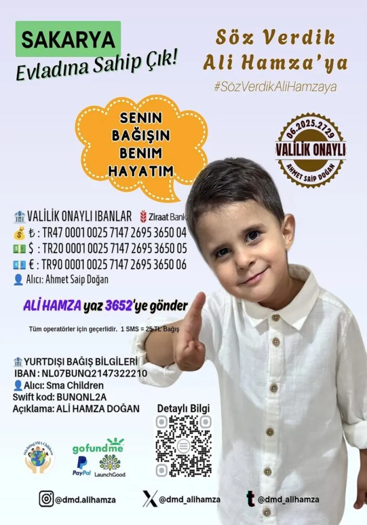 Sakarya, Ali Hamza için tek yürek oldu; Minik Ali Hamza’nın yaşama tutunması için destek çağrısı