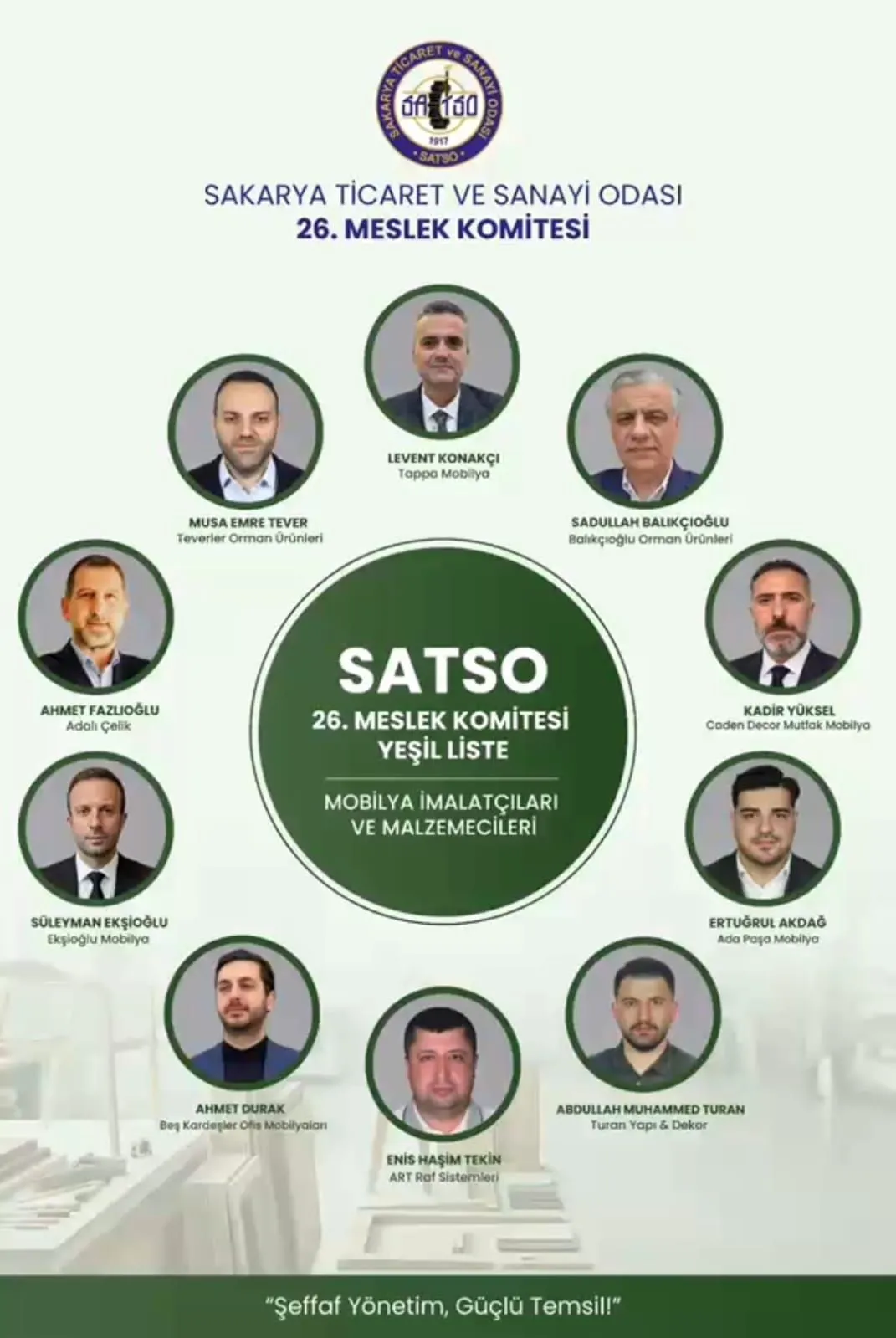 SATSO 26. Meslek Komitesi’nde Levent Konakçı ve Yeşil Liste’den güçlü temsil hedefi